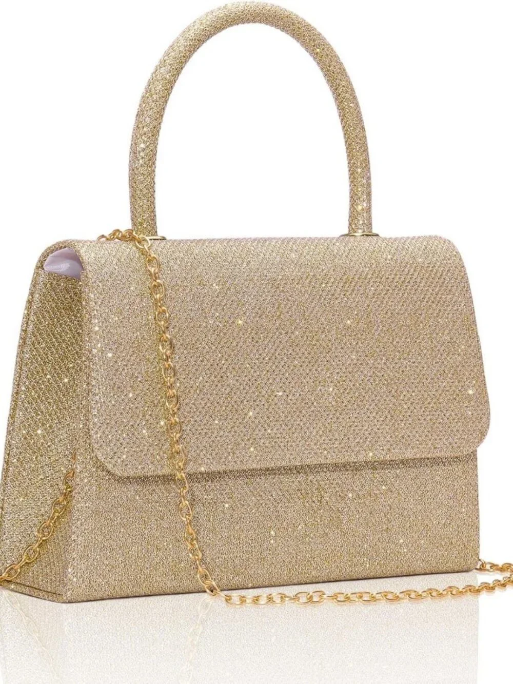 Glitter Evening Clutch Purse with Chain - Perfect for Party, Prom, Wedding